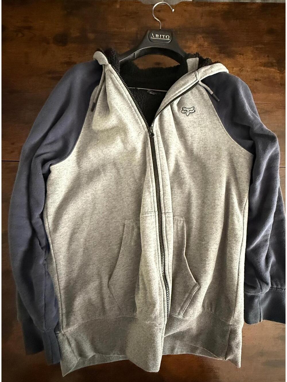 Fox Racing Sherpa Lined Full Zip Hoodie Gray Black Men’s Large Fleece Jacket